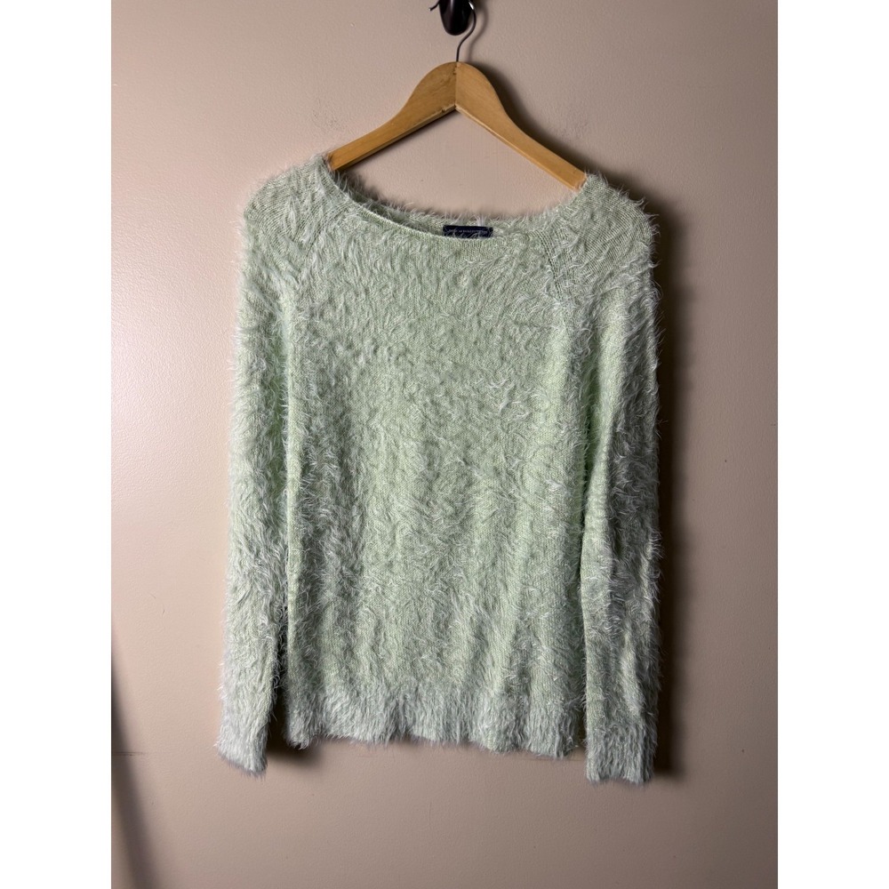 American Eagle Outfitters Y2K Chunky Fuzzy Sweater Womens M Mint Green Cozy